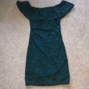Off the Shoulder Emerald Green dress